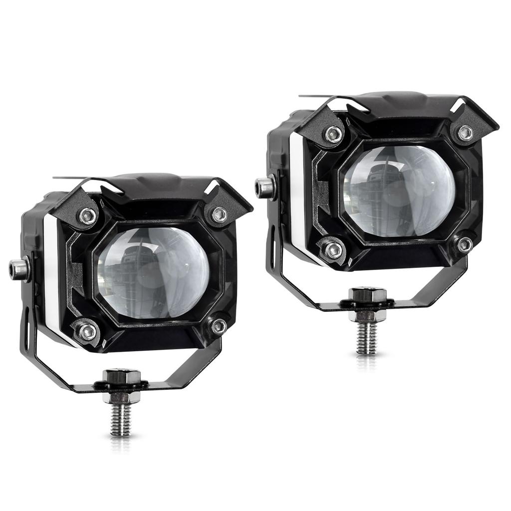 Motorcycle LED Driving Fog Lights, 2 PCS 120W 12000LM 6 Lighting Modes Waterproof Auxiliary Lights