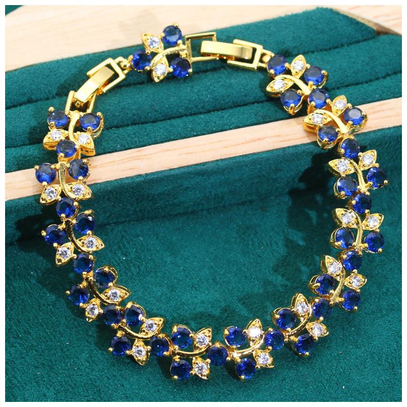 European and N Retro Creative Design Blue Crystal Personality High Feeling Light Luxury Earrings Necklace Jewelry Female Set