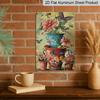 2D Flat Vintage Metal Wall Sign Suitable for Home, Office, Bar, Cafe - Rustic Aluminium Floral & Butterfly Film Carved Panel, 8x12 Inch