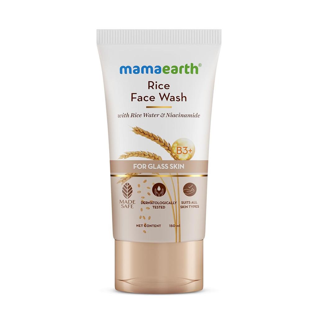 Mamaearth Rice Water Face Wash With Niacinamide 150ml For Glass Skin – Hydrating & Brightening Skincare For All Skin Types