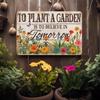 Vintage Metal Tin Sign Wall Decor, Rustic Garden Plaque for Living Room Spring Gardening Gift