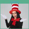 Κοστούμι Cosplay Γάτος με Καπέλο του Dr Seuss με Βελούδινο Καπέλο για Σκηνικές Παραστάσεις