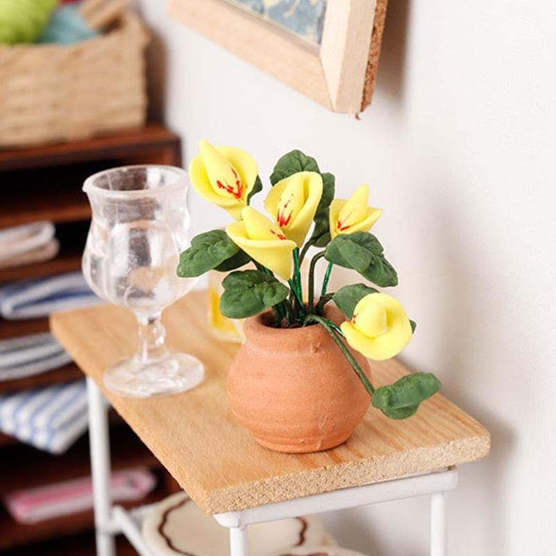 Garten Künstlich Grün Calla Miniatur Pflanzenmodell Puppenhäuser Pflanzzubehör Realistisches Spielset 1:12