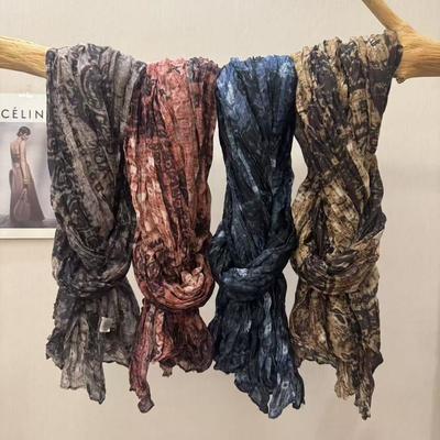 Herbst Winter Plissee Tie-Dye Vintage Schal Koreanische Version Vielseitig Warm Lässig Damen Schal