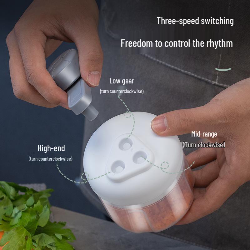 Three-Speed Hand-Cranked Garlic Mincer and Masher: Multi-Function Kitchen Chopper