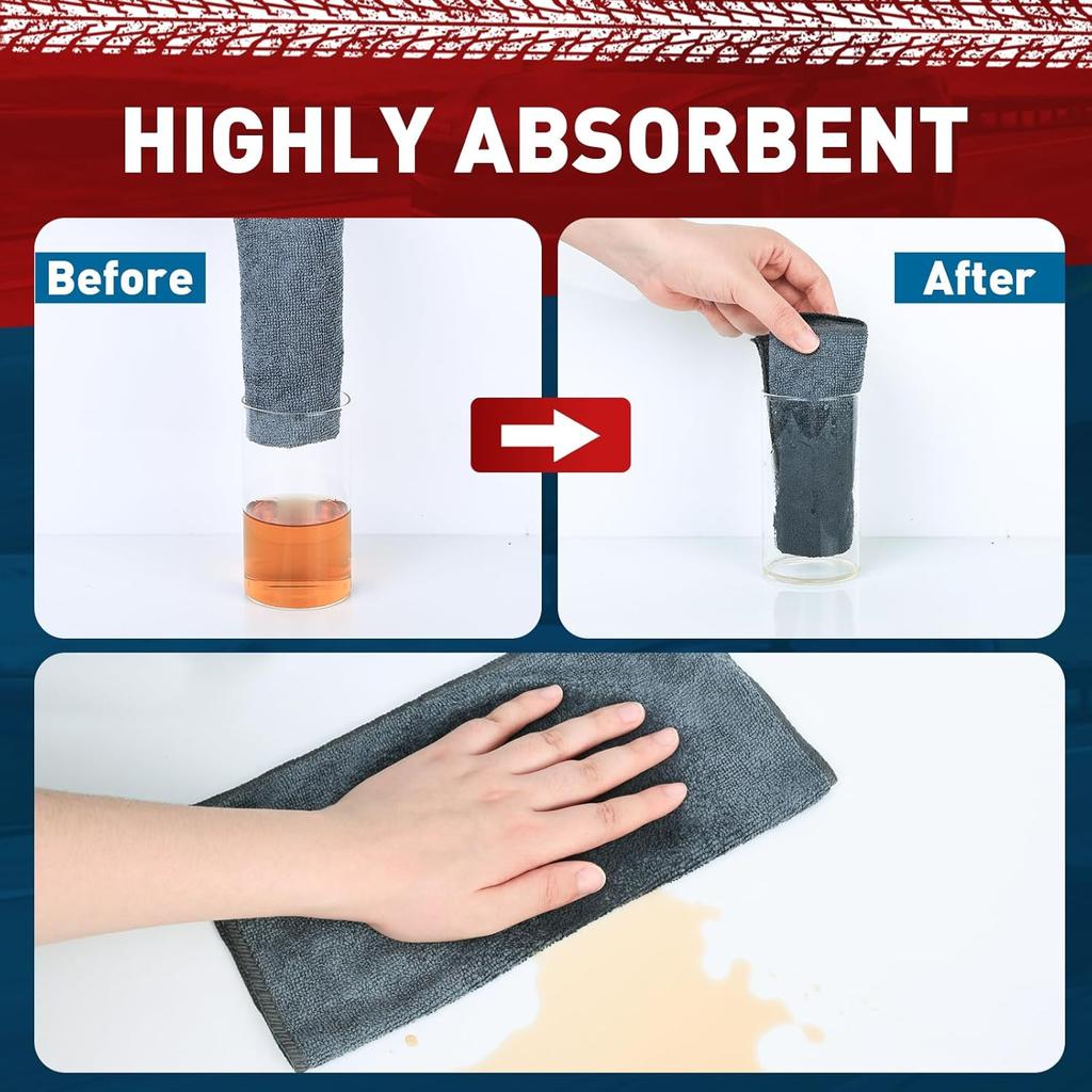 Microfiber Cleaning Cloths Bulk-18 Pack, Gray Microfiber Towels For Cars, Ultra Absorbent Microfiber Towel Weave Grime & Liquid For Streak-Free