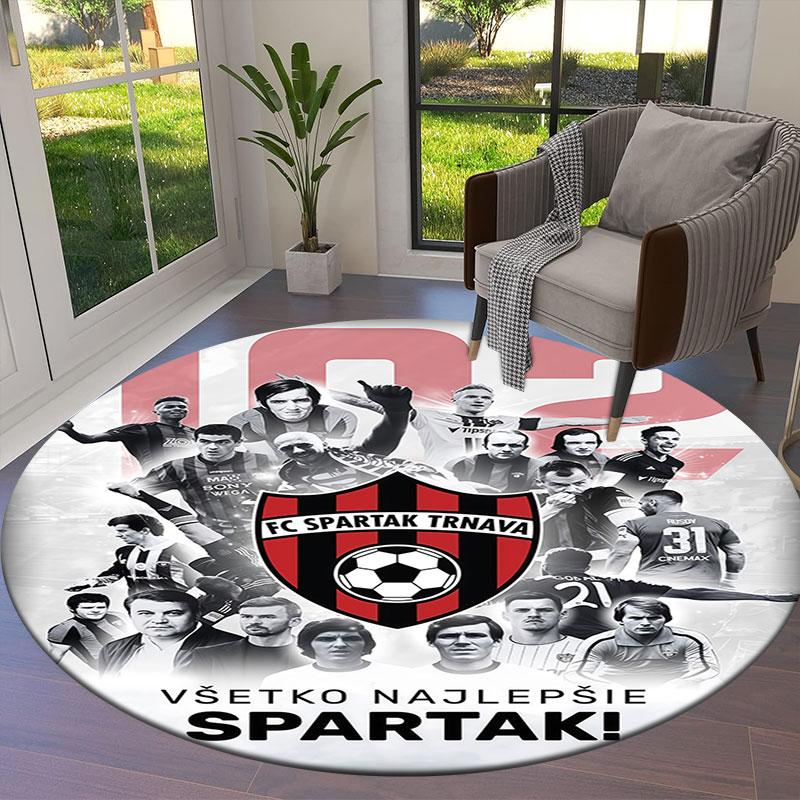 Kulatý koberec FC Spartak Trnava, Koberec do obývacího pokoje, ložnice, k pohovce, herny, Dekorace, Protiskluzová podložka