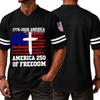 Men's V Neck Short Sleeve Sports T Shirt Casual Athletic Jersey with Independence Day Patriotic Print America 250 Freedom Graphic Tee