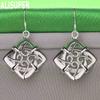 925 Sterling Silver Square Geometric Pendant Piercing Earrings Fashion Charm Wedding Jewelry