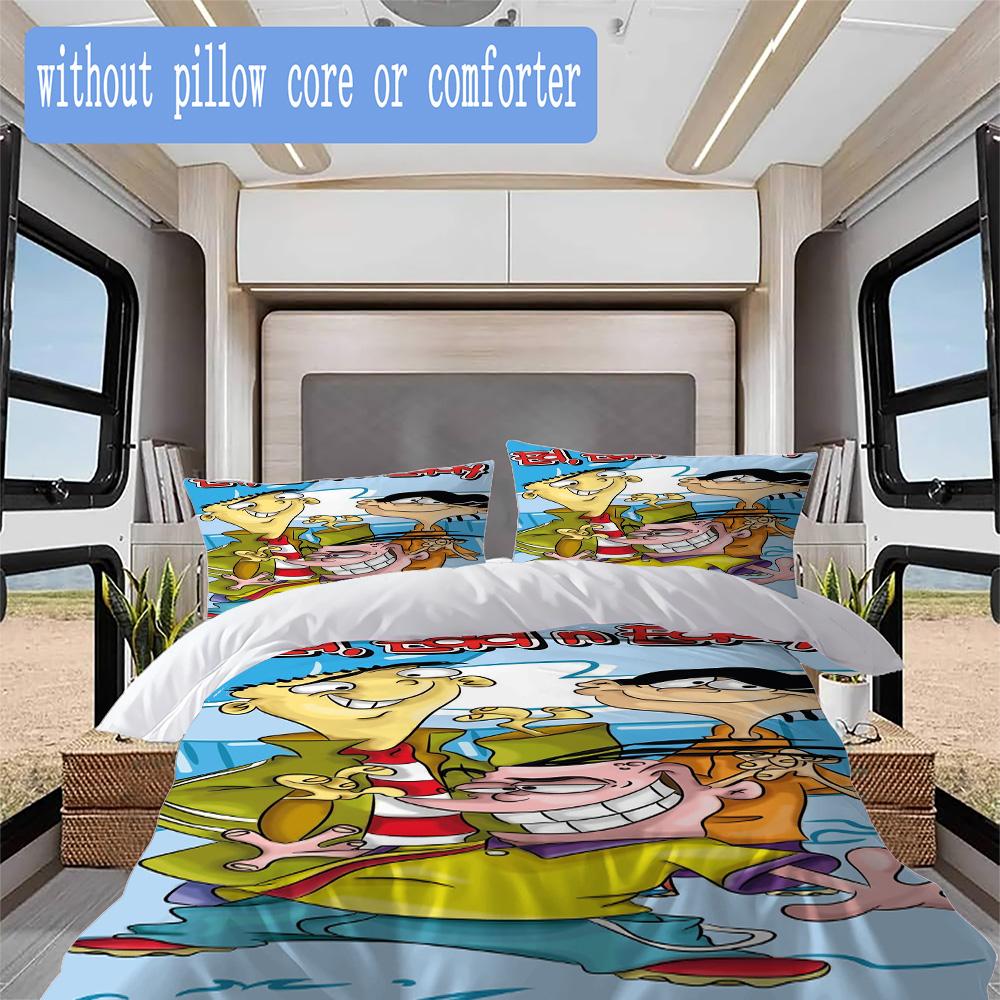 Ed, Edd N Eddy Pattern Bedding,Quilt Set Quilt Cover Pillowcase Home Birthday Gift (1*duvet Cover+2*pillowcase,without core)SSJT0917068