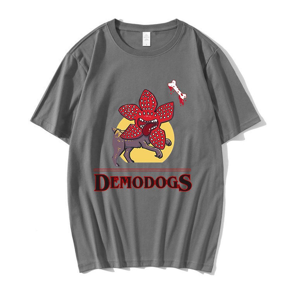 Demogorgon Dog Cannibal Flower Tshirt Summer Mens Cotton Casual Tshirt Fashion Short Sleeve Retro Tshirt Street Wear Y2K