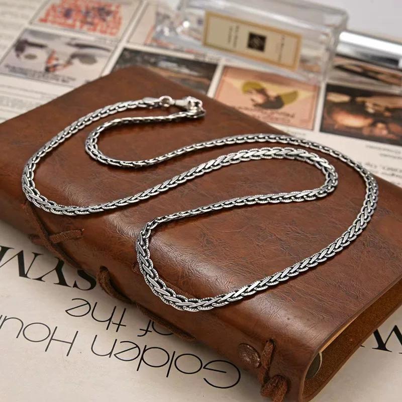 New Car Flower Chain Knot Necklace Personalized Men and Women Simple Fashion Hip-hop Chain Retro Flat Snake Chain