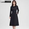 LUDian Women's Elegant Blazer Collar A-Line Dress