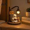 Décoration de Bureau Chat Fantôme Halloween Figurine de Lecture Lampadaire Lumineux LED Statue de Chat en Résine Statue pour Fête de Fête Figurine