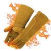 Fireproof Fireplace Gloves, Leather Barbecue Gloves, and Heat-resistant Welder Gloves (Brown) GS00078