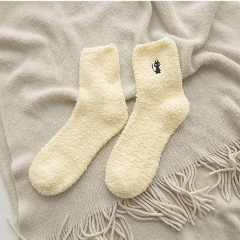 Winter Embroidery Deer Thickening Cotton Women Socks Plush Warm Funny Sleep Cute Sock