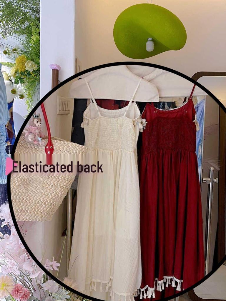 Bohemian Red Strappy Patchwork Fringe Dress - Ethnic Style Summer 2026