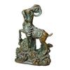 Antique Bronze Alloy Mountain Goat Figurine with Coiled Horns - Leaping Cloud Design, Retro Home Decor Zodiac Sheep