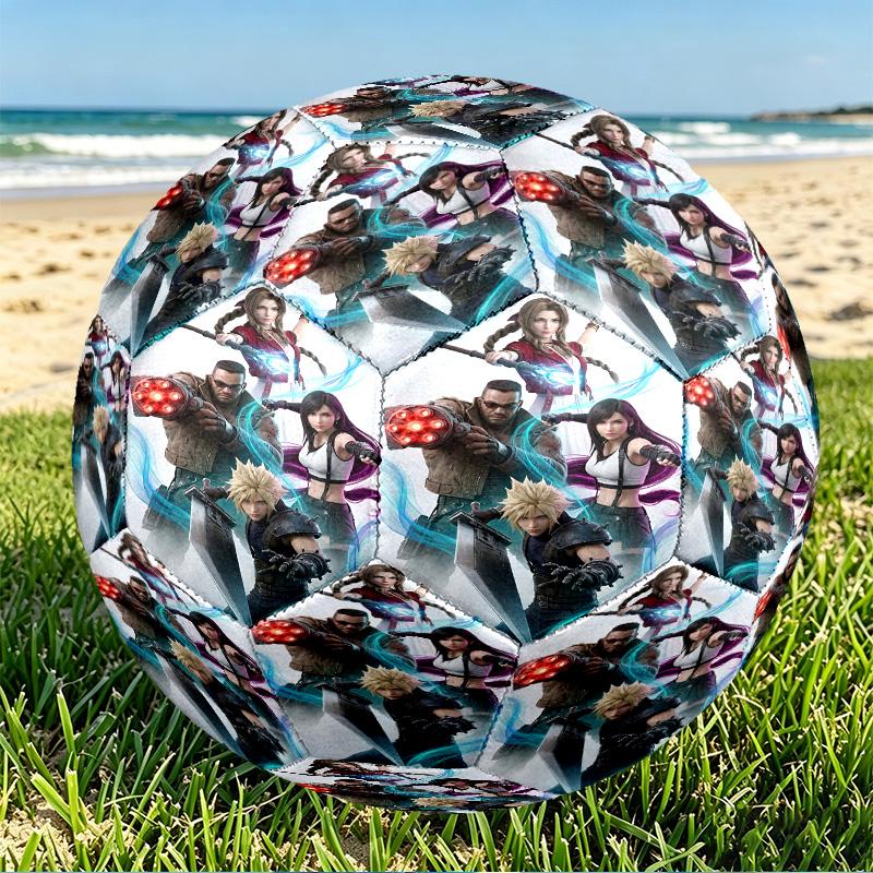 Final Fantasy Print Size 5 Soccer Ball, PU Wear Resistant Football for Match Training and Daily Practice, Birthday Gift for Soccer Fans