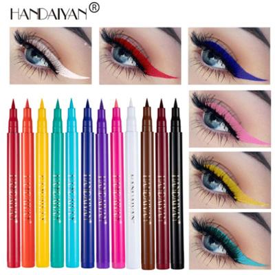 12 Farben mehrfarbig Schwarz Flüssiger Eyeliner Stift Wasserdichter Stift Lang anhaltendes Augen-Make-up Make-up Frauen Augen Kosmetik
