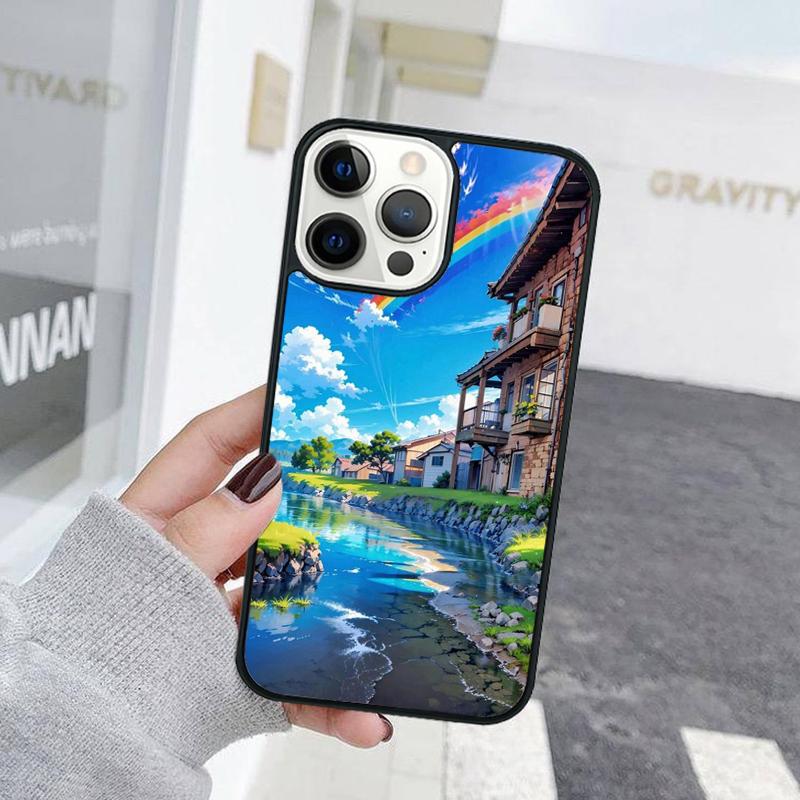 Hand Painted House Beautiful Scenery Phone Case For iPhone 17 Air 15 16 Cover  11 13 14 Pro Max 12 Plus Max XR