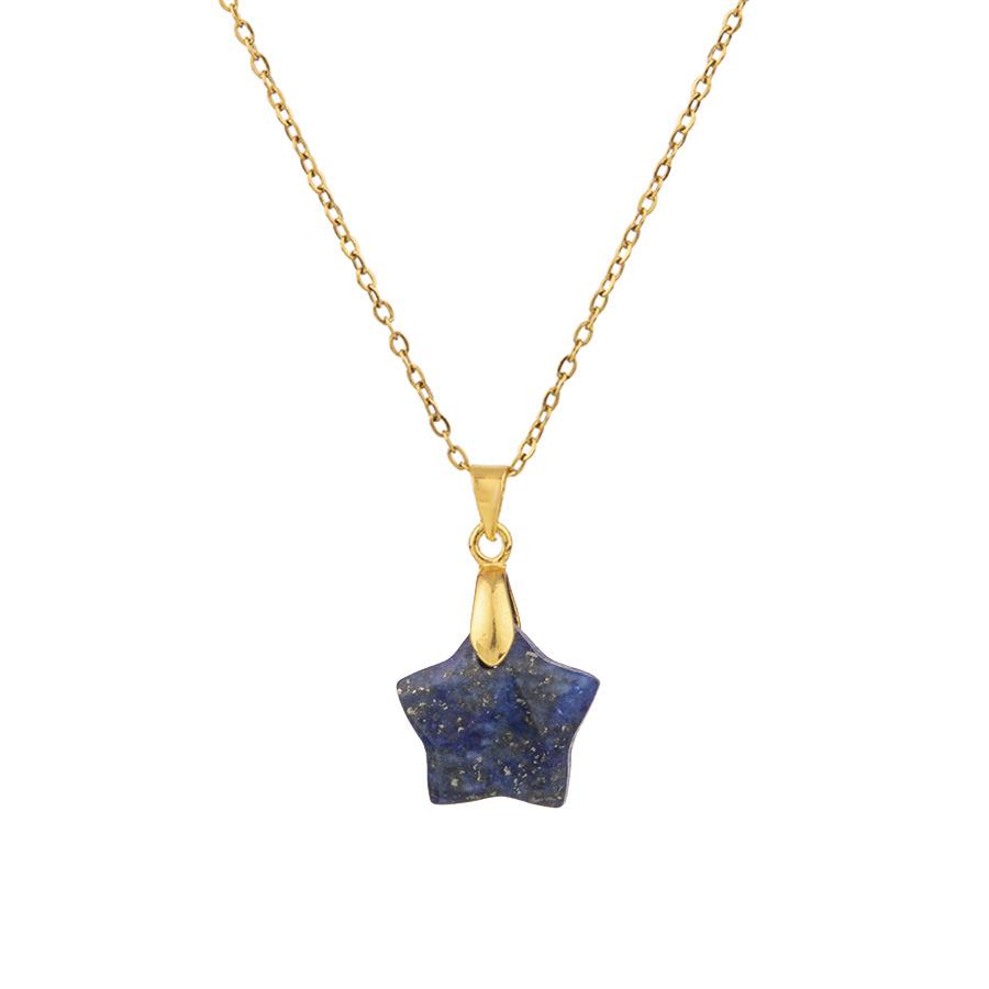 Natural Stone Star Shaped Pendant For Women Necklaces Jewelry Gifts Pentagram Star Pink Crystal Chakra Nature Stone Necklace 1PC