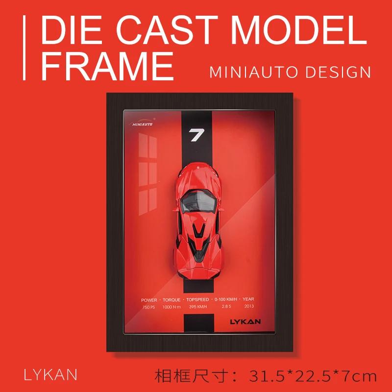 

1:32 BMW M8 Mustang GT500 Porsche 911 LP780-4 VEYRON Camaro AE86 Lykan photo frame hanging painting alloy car model 3Dcollection