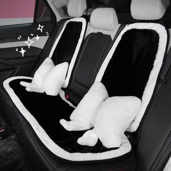Plush Bow Car Headrest Pillow Lumbar Support Pillow Soft Comfortable Waist Pillow Elastic Bands Car Seat Back Cushion
