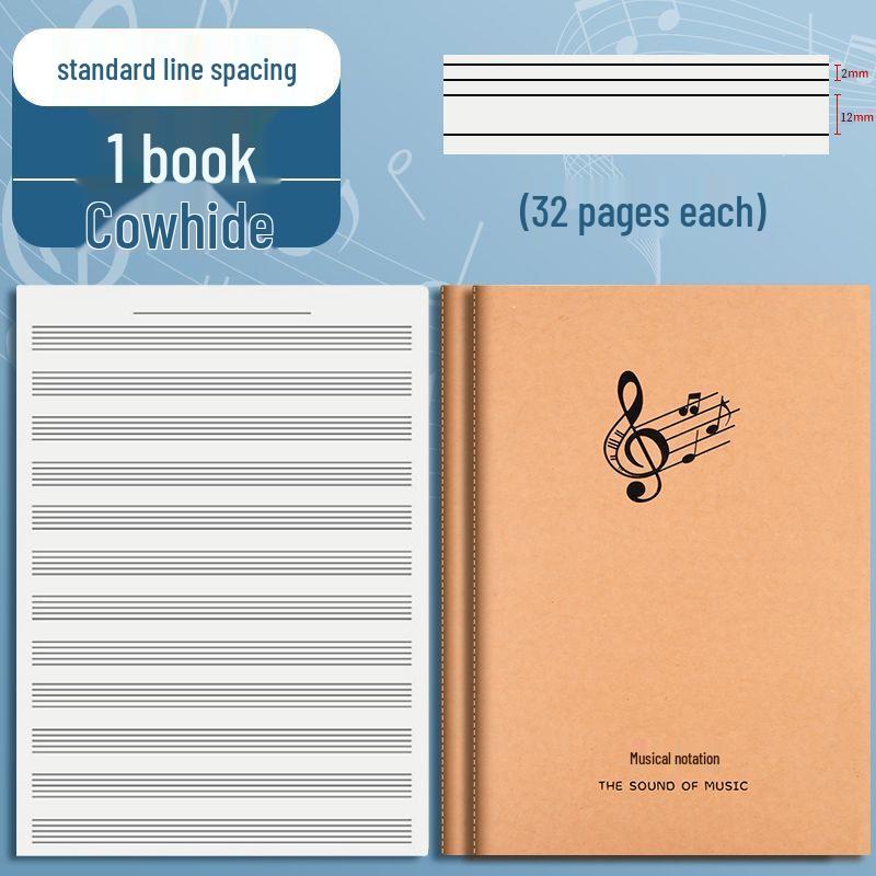

Тетрадь нотной бумаги в широкую линейку для начинающих и профессионалов с очень широким интервалом и крупной сеткой для нот для фортепиано 1 Book [36 Pages]