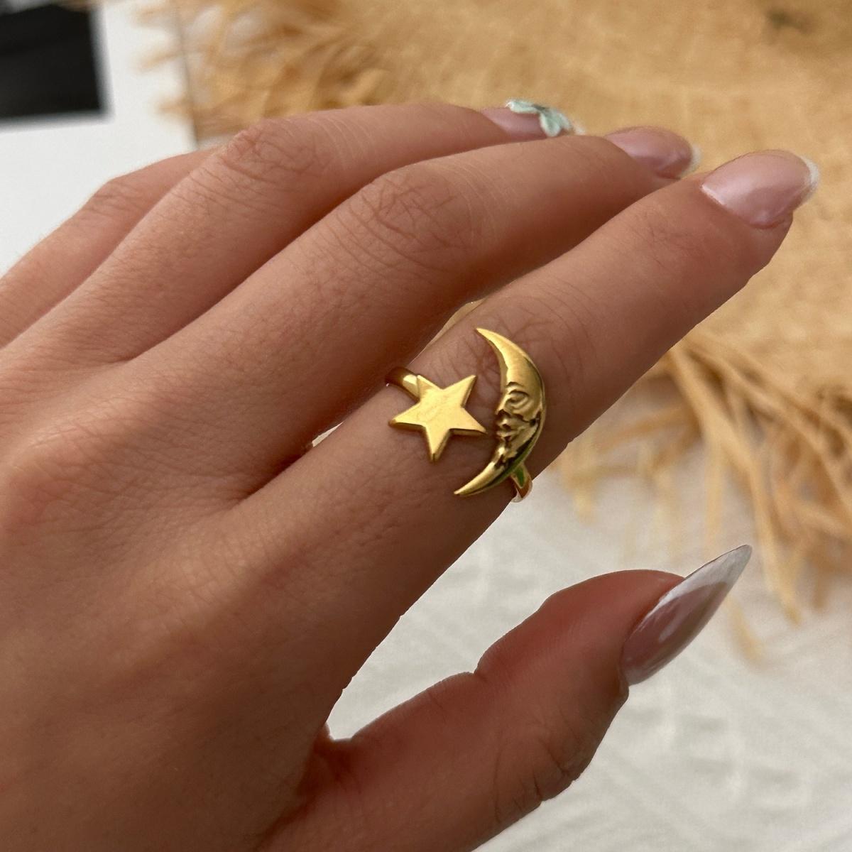 

Vintage Stainless Steel Star Moon Bowknot Flower Rings For Women Men Geometric Irregular Plaid Stackable Finger Rings Jewelry