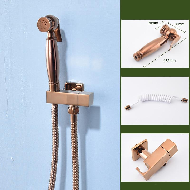 Hochwertiges Modernes Hotelgebrauch Messing Wandmontiert Vertikaler Sprühkopf Badezimmer Bidet Sprühkopf Set Roségold Handheld Toiletten Sprühkopf