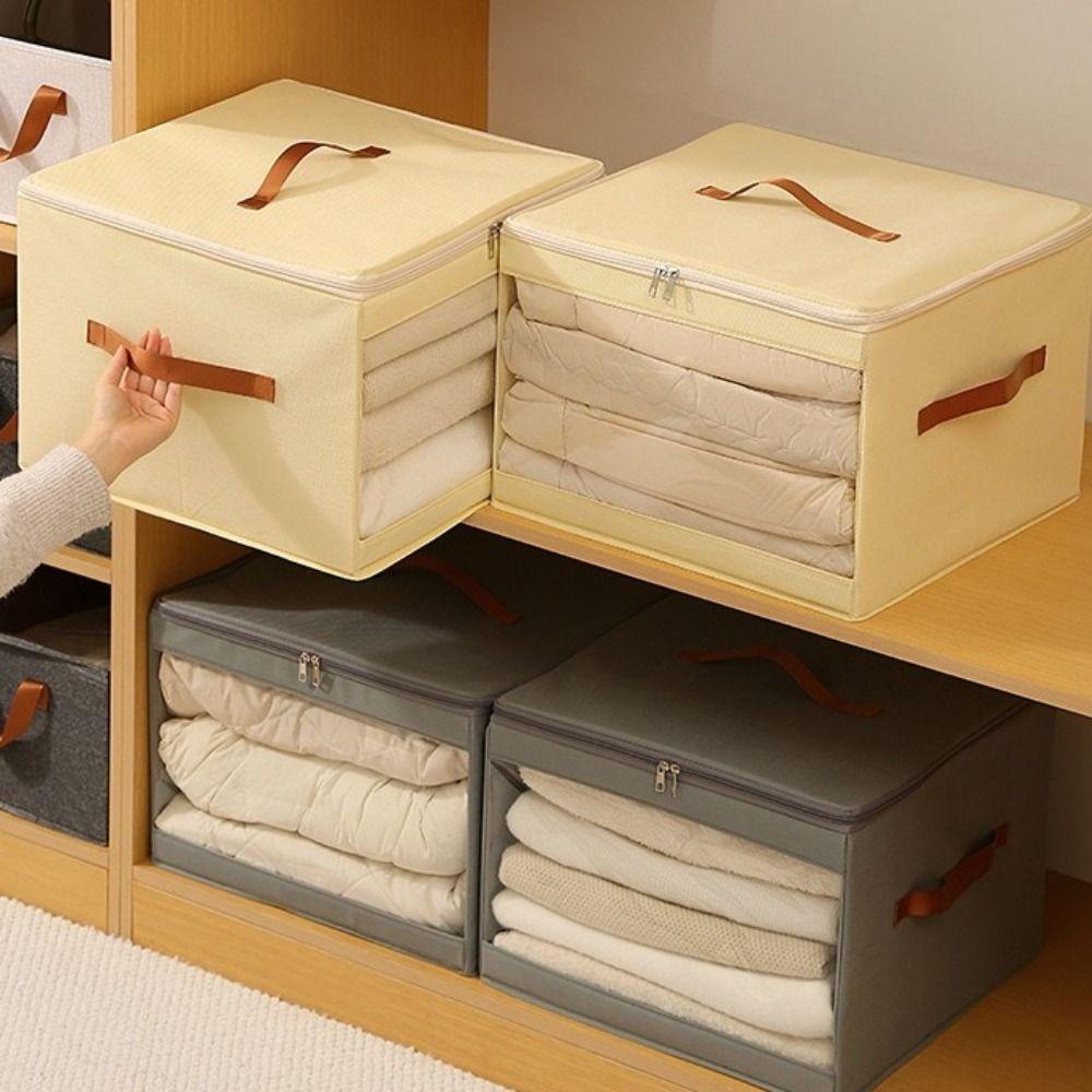 Non-woven Fabric Square Storage Box Large Capacity Folding Clear View Clothes Storage Box Dust-proof Stack-able
