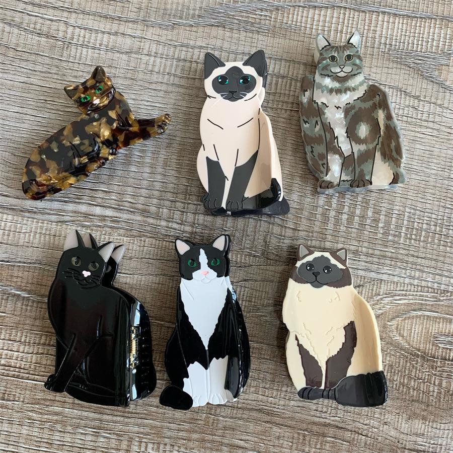 Cute Acetic Acid Cat Hair Claw For Women Cartoon Korean Style Kitten Claw Clip Hair Accessories Headdress Animal Shark Clip