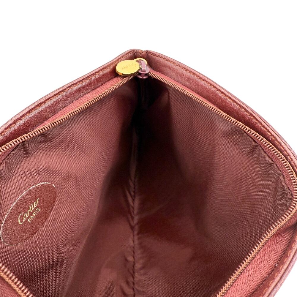 CARTIER Pouch business bag By color leather Clutch bag mustard leather Women Used