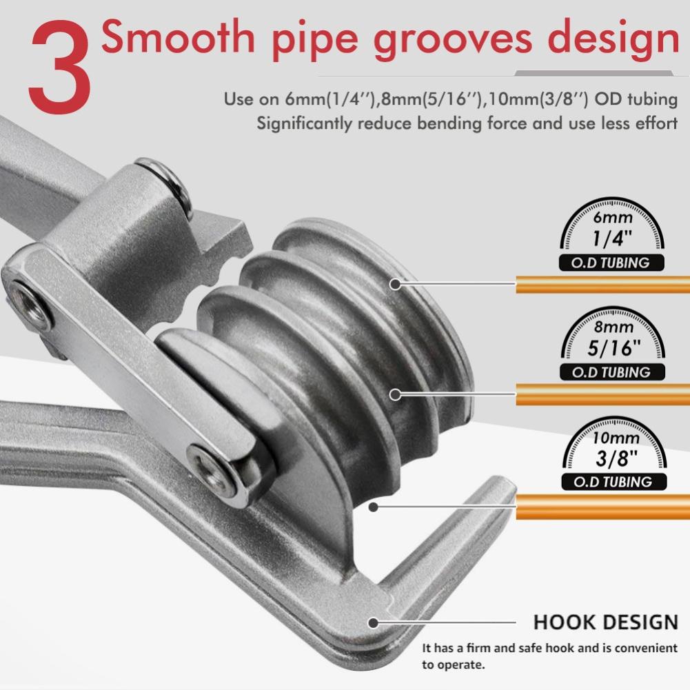 180° Pipe Bender, Suitable For Imperial 3/8, 1/4, 5/16, And Metric 6/8/10mm Fine Copper, Brass, Steel, And Aluminum Pipes 275mm