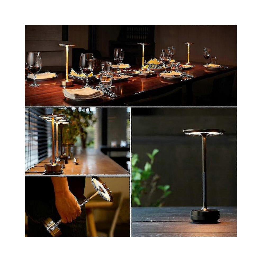 (silver) Cordless Table Lamp Dimmable Waterproof Metal Usb Rechargeable Table Lamps -1pcs