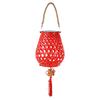 Waterproof Solar USB-Charging Red Bamboo Lantern for Outdoor Wedding Décor