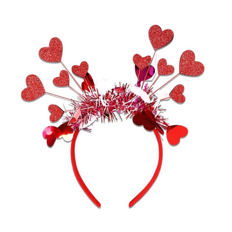 Třpytivá čelenka do vlasů ve tvaru srdce s třpytkami pro dospělé a teenagery, na párty a setkání, pokrývka hlavy, doplněk na Valentýnský festival