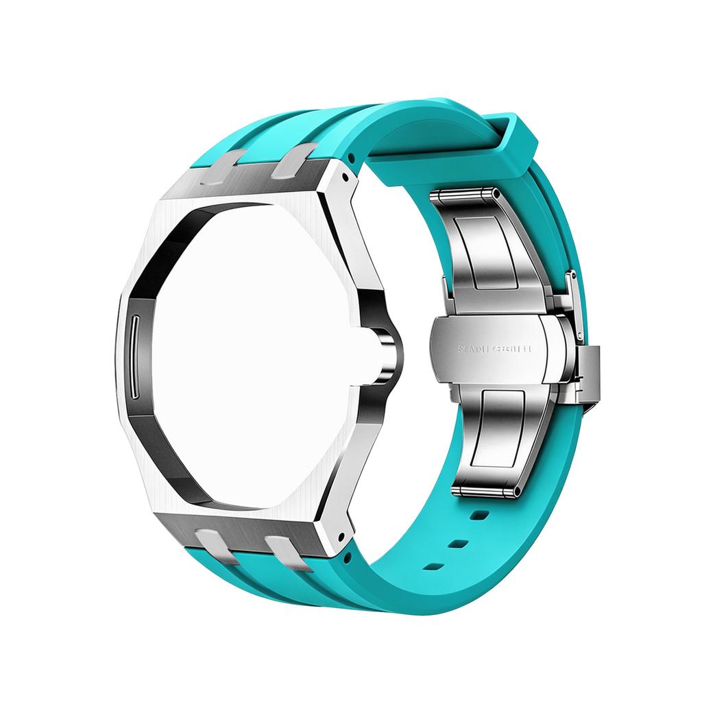 For Swatch X Royal Pop Stainless Steel Watch Case Wear Resist Silicone Sport Replacement Band for Sport Activities Daily Commute