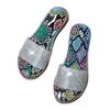 Flat-bottomed rhinestone slippers women's spring and summer new sequined cool slippers open-toed one-word large-size women's shoes