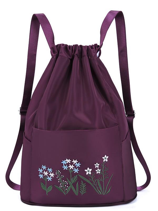 Casual Embroidered Folding Gym Backpack - Large Capacity, Wet/Dry Compartments, Ideal for Short Trips and Sports.