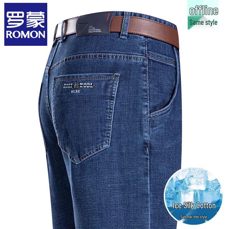 Luomeng Мужские джинсы из ледяного шелка свободного прямого кроя в стиле business casual 38