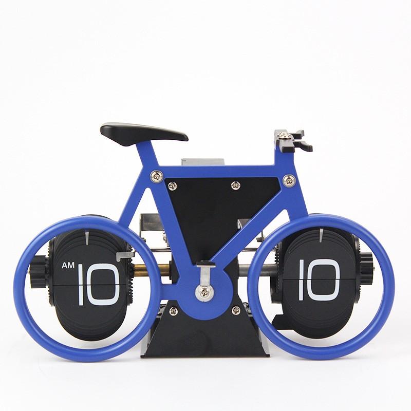 Retro Creative Bicycle Flip Clock Automatic Page Turning 12 Hour Mode Desk Table Clocks Home Office Decor Mechanical Desk Clock