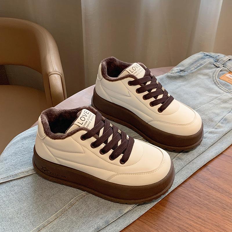 Fleece-Lined Women s Thick-Soled Winter Shoes - 2025 Niche Design Warm Versatile Casual Bread Cotton Shoes 37 4200₽