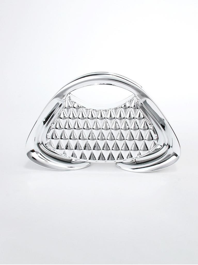 Fashion Special-Shaped Acrylic Bag Hard Shell Metal Feeling Dinner Bag Women'S Grid Trapezoidal Evening Bag Chain Banquet