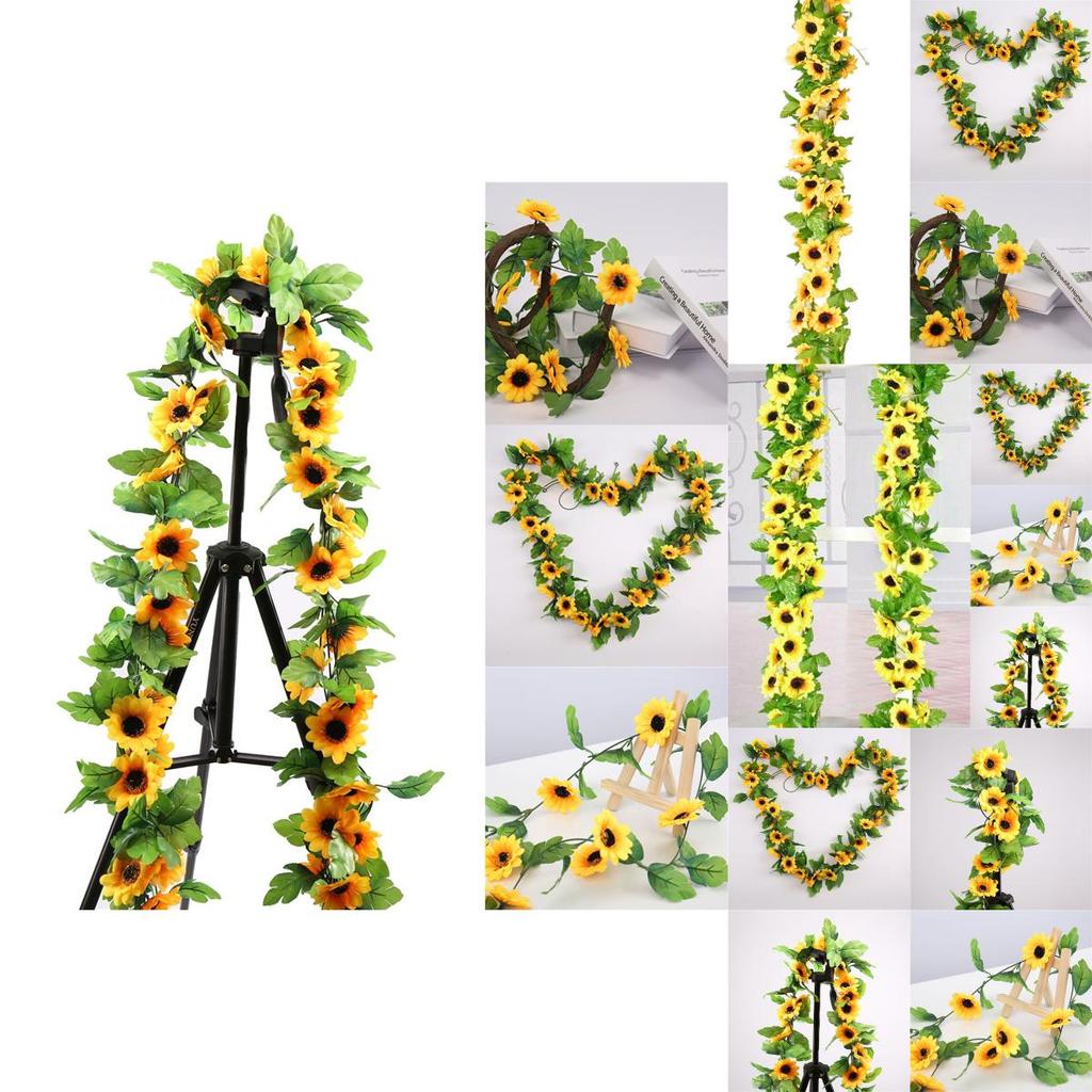 25 Meter Künstliche Sonnenblumengirlande Mit Lebhaften Gelben Und Orangen Blühenden Blumen Für Elegante Heimdekoration