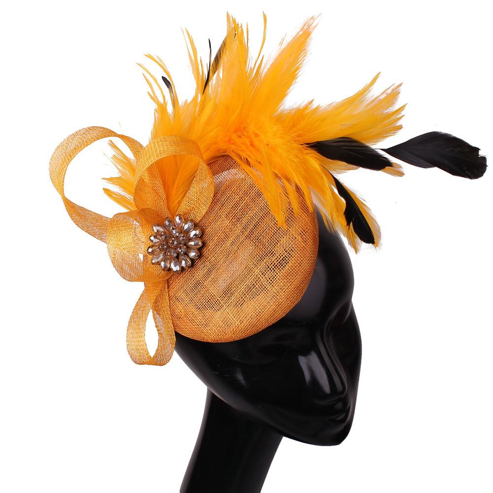 Linen Ladies Wedding Banquet Linen Hat New Top Hat Feather Shaped Bridal Top Hat