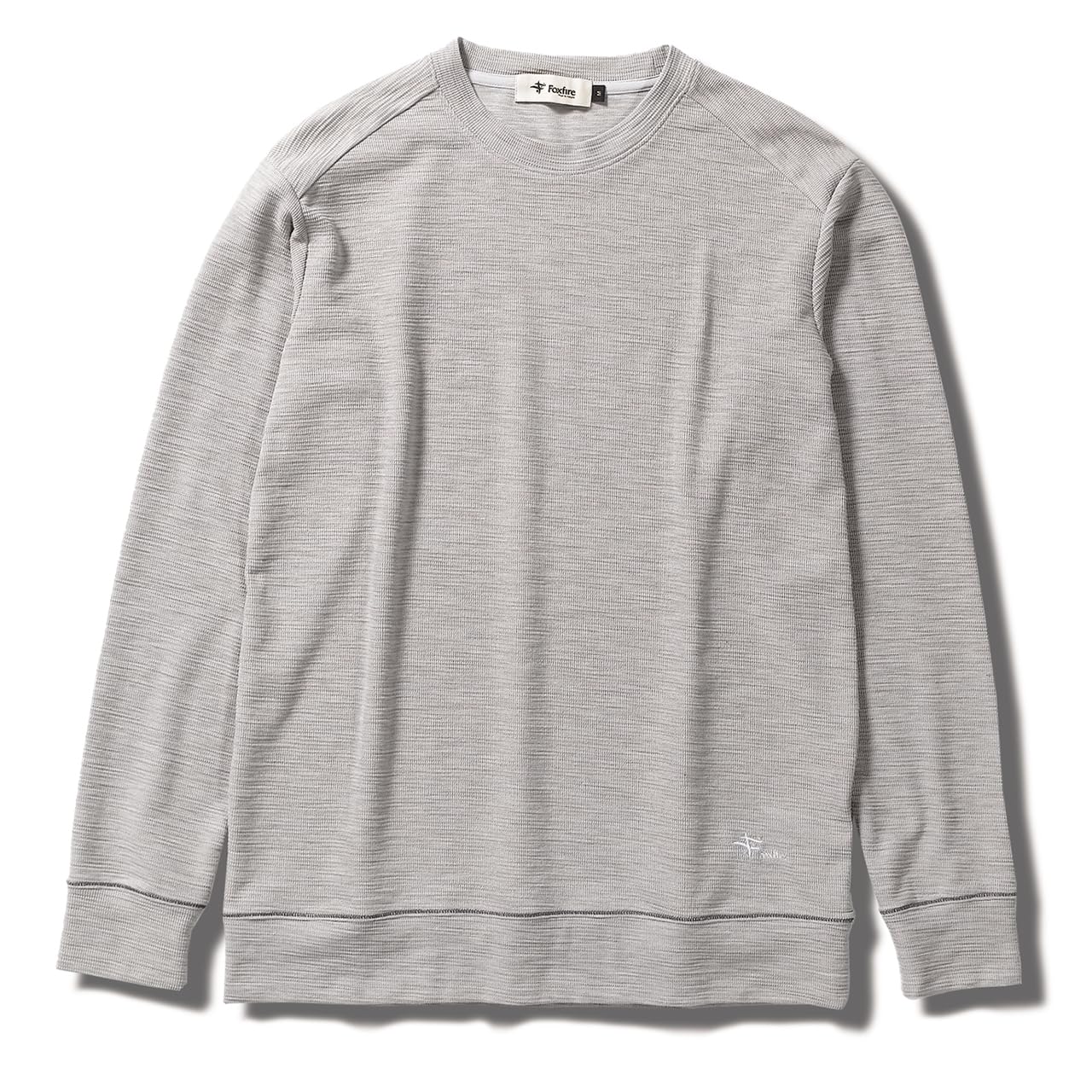 

Foxfire Men s Slab Rib Crew Shirt, Gray, Cut and Sewn Shirt, Dry-Skin Surface, 5215469