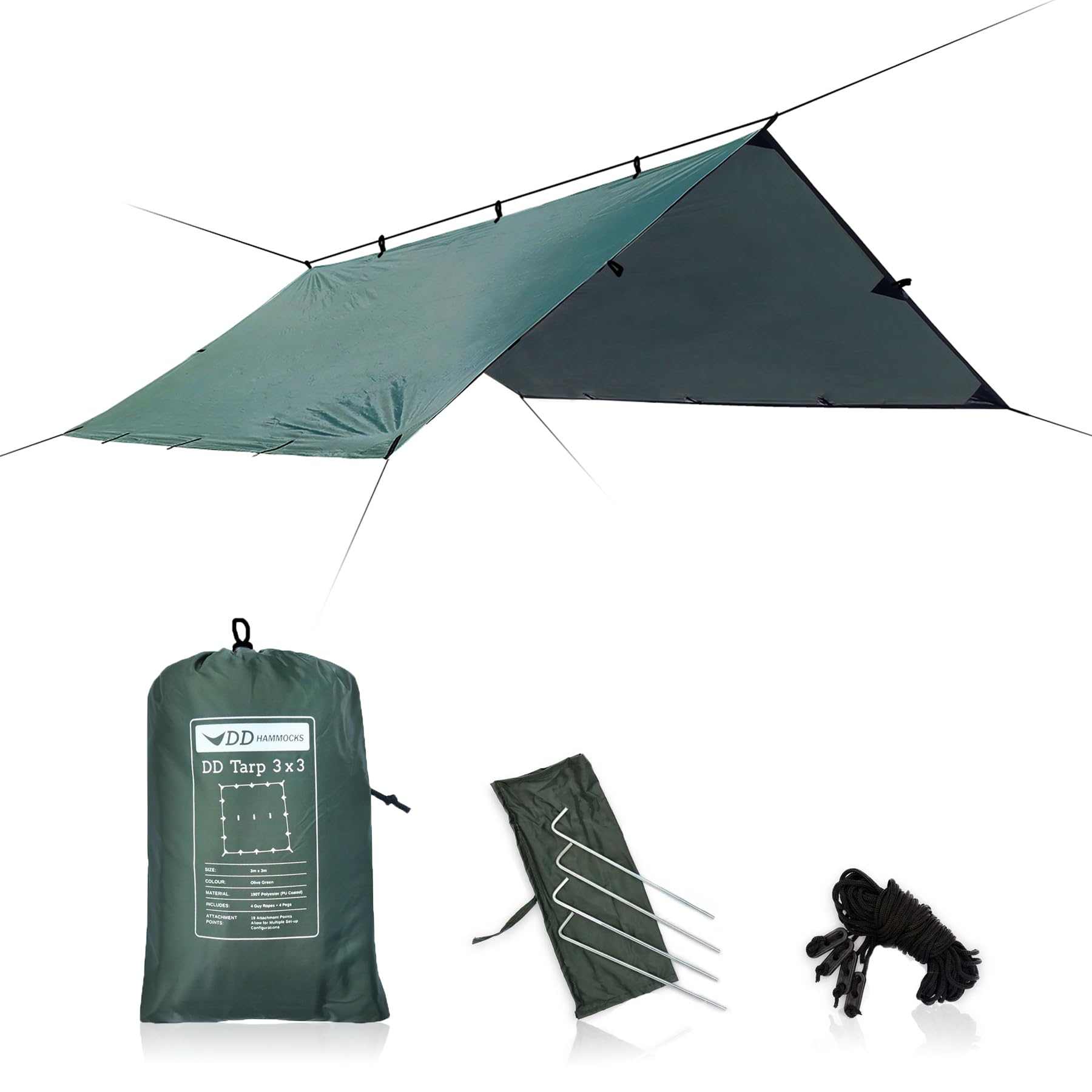 DD Hammocks DD Tarp 3x3 Официальный японский продукт (Оливково-зеленый)