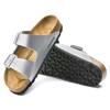 Damen-Sandalen Birkenstock Arizona Birko-Flor silber regular breit (1012282) 37,0